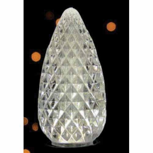 Christmas Light Bulb, Faceted E17 C9 LED Pure White Transparent | BU-LED-FC9-TPW