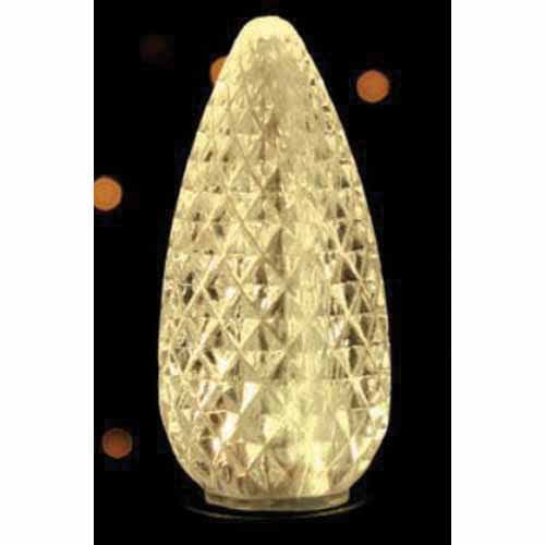 Christmas Light Bulb, Faceted E17 C9 LED Sun Warm White Transparent | BU-LED-FC9-TSWW