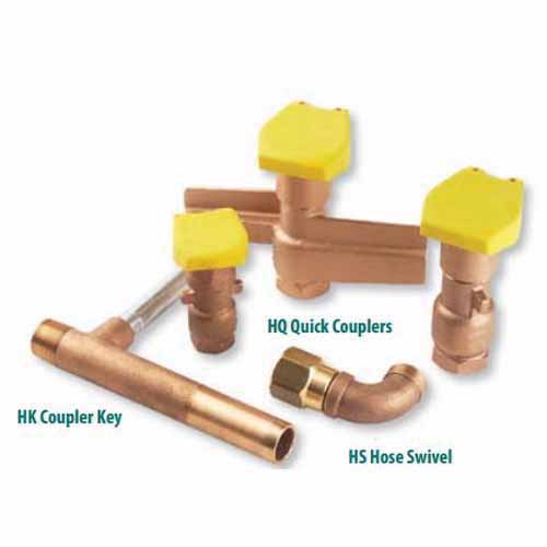 Quick Coupling Valve, 1-1/4"Female Red Brass 1-Piece with 1 Slot Yellow Lid