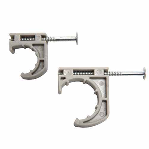 Half Clamp, 1/2" CTS Gray Plastic Round with Preloaded Nail