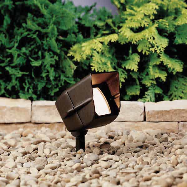 Flood Light, 1 W G4 Bi-Pin T3 LED/Incandescent Textured Architectural Bronze Aluminum Mini Hooded Adjustable Wide