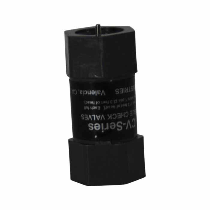 Check Valve, 1/2"FPT Black PVC 150 psi Adjustable