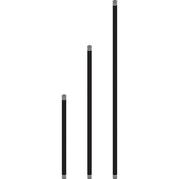 Mounting Stem, 1/4" x 12" Textured Black Aluminum For In-Ground Support Stakes (Low Voltage Only) and Surface Mounting Flange (Low or Line Voltage) in 12 V Landscape Light