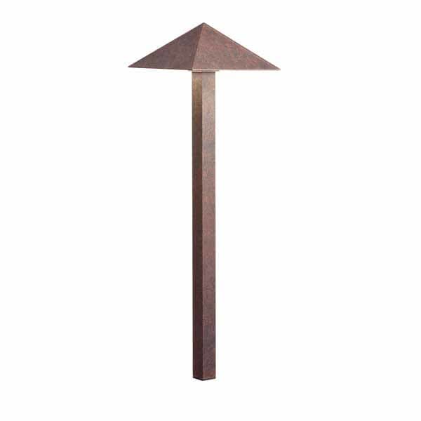3.8 W 2700K Integrated LED Textured Tannery Bronze Aluminum Pyramid Path Light | KIC15802TZT27R