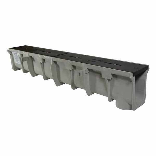 48" x 10" x 4.34 - 4.67" Light Gray Channel Drain Section | NDDDS092