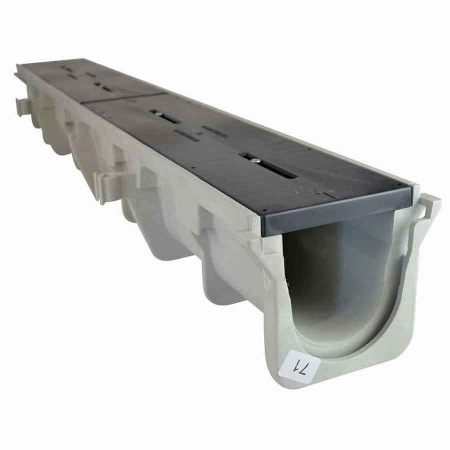 48" x 10" x 5.34" Light Gray Neutral Channel Drain Section | NDDDS094N
