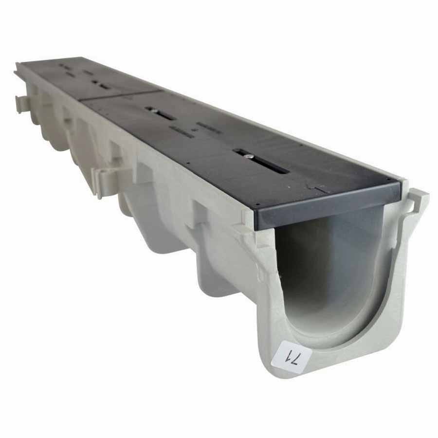 48" x 10" x 8.37 - 8.7" Light Gray Channel Drain Section | NDDDS104