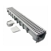 3' x 5" Channel Drain Kit, 1-Outlet Gray Pro Series Light Traffic | NDS864