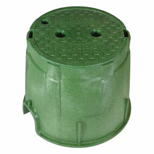 10" Round Green Box Sewer Pro-Spec Corrugated with Overlapping Green Cover Valve Box | NDB312BCS