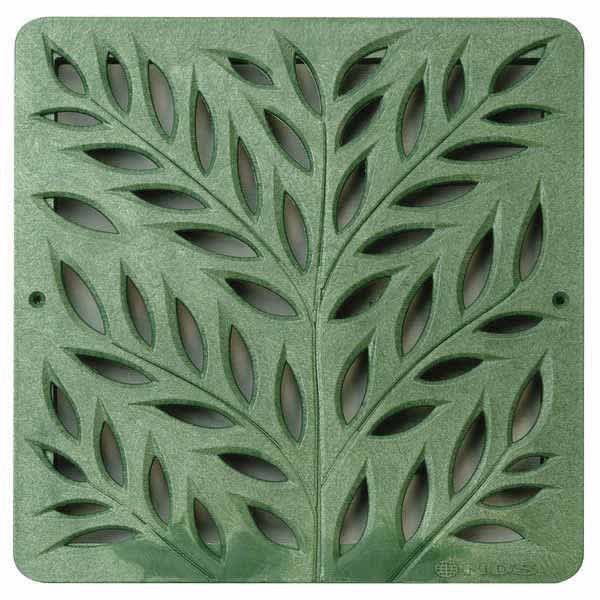 12" x 12" Square Green Catch Basin Decorative Botanical Drain Grate | NDS1218GR