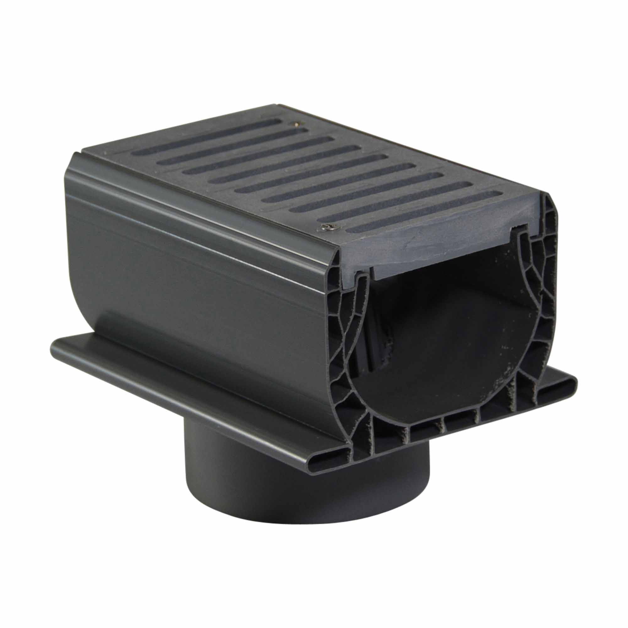 7" x 4" Gray Fabricated with Bottom Outlet and Grate Channel Drain | NDS2351