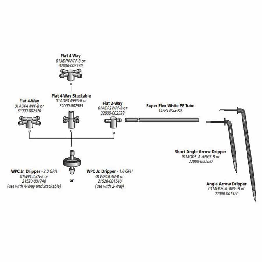 Netafim Polyethylene Drip Assembly 30" White 4-Way Manifold Multi-Outlet Flat | 40201-004400