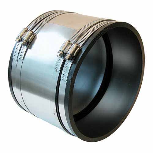 4" x 4.07" Clay x Cast Iron PVC 1002 RC Series Flexible Strong Back Repair Coupling | NHPSBCP040CP
