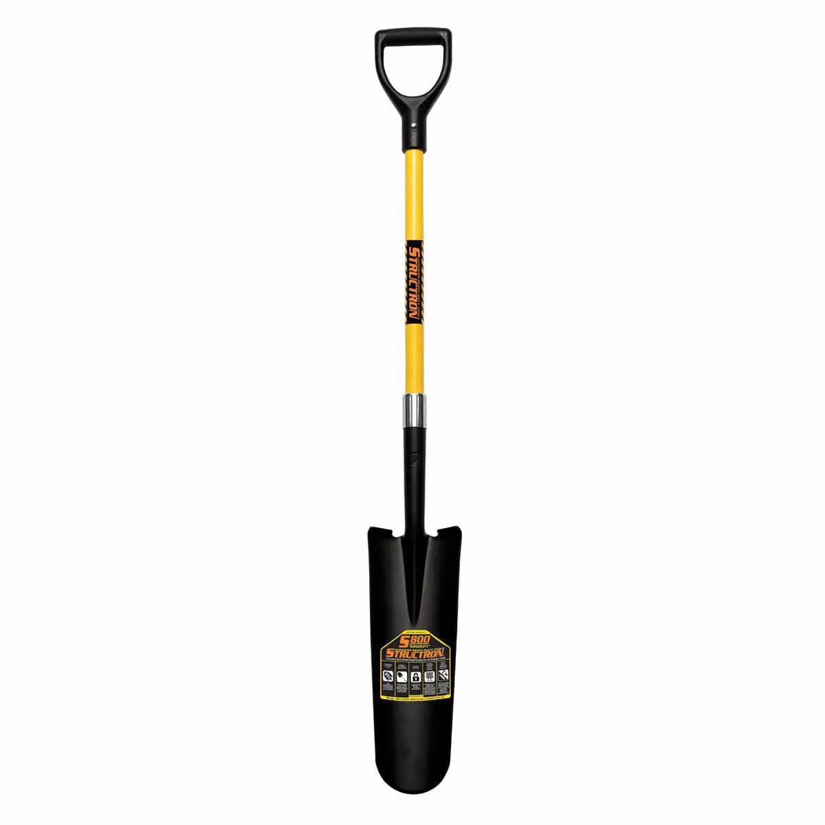 16" Blade 10 ga Premium Fiberglass Handle Drain Forward Turned Step Spade Shovel | STR49777