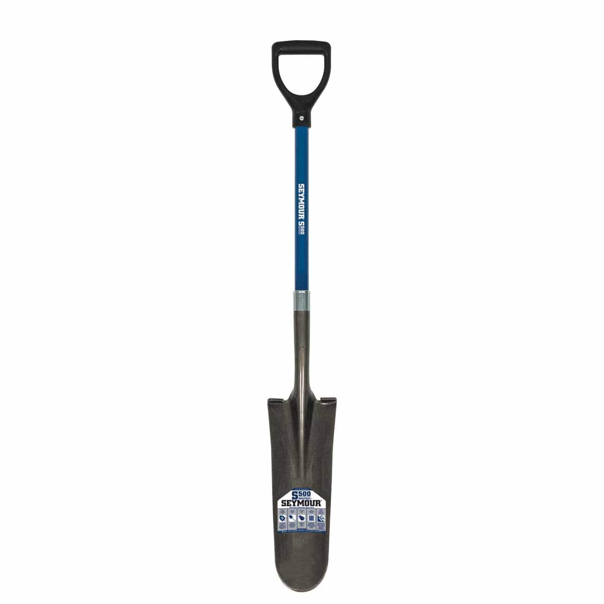 16" Blade Blue Industrial Grade Fiberglass Handle Forward Turned Step Drain Spade | STRSVDD46