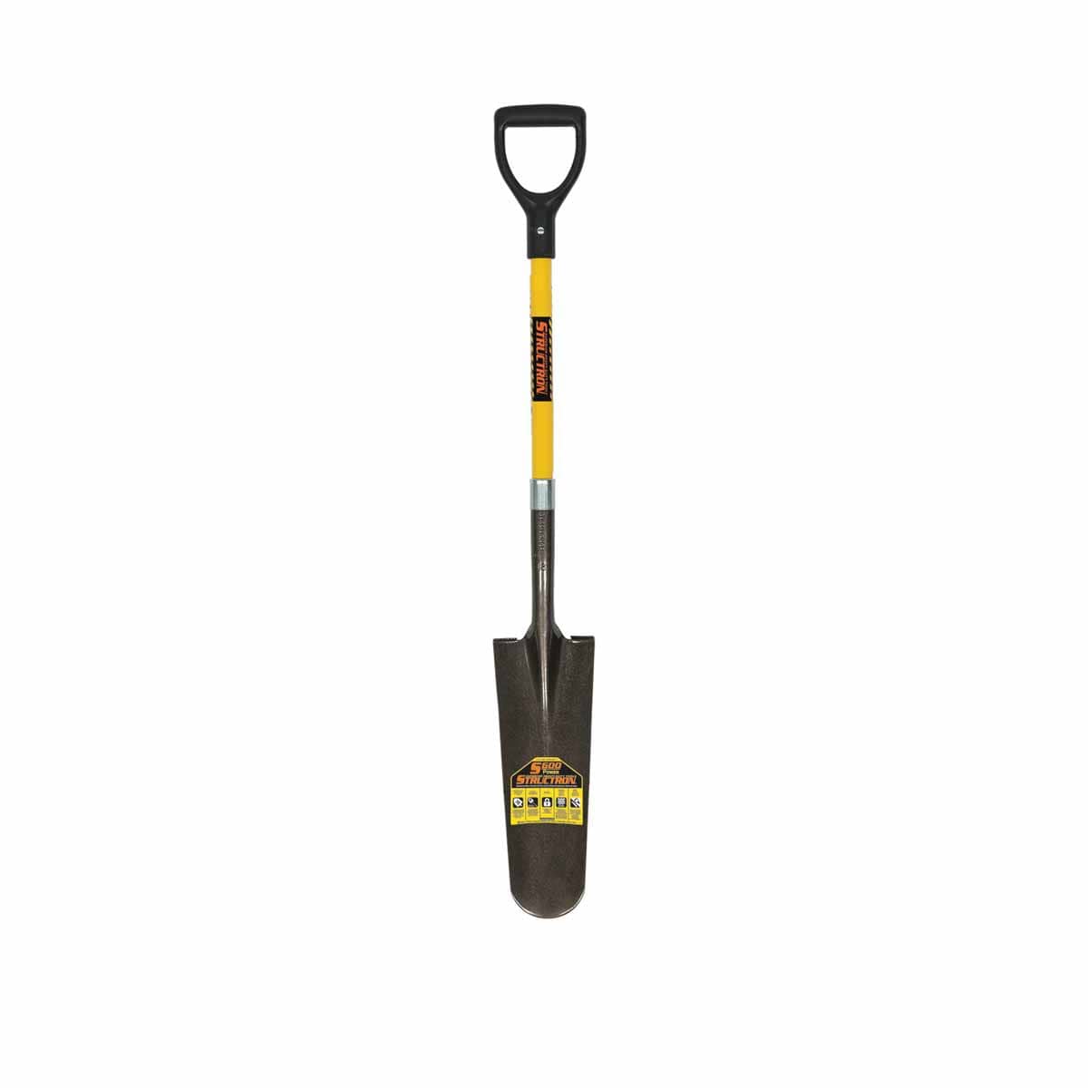 16" Blade 29" Premium Fiberglass Handle Drain Forward Turned Step Spade Shovel | STRS604D