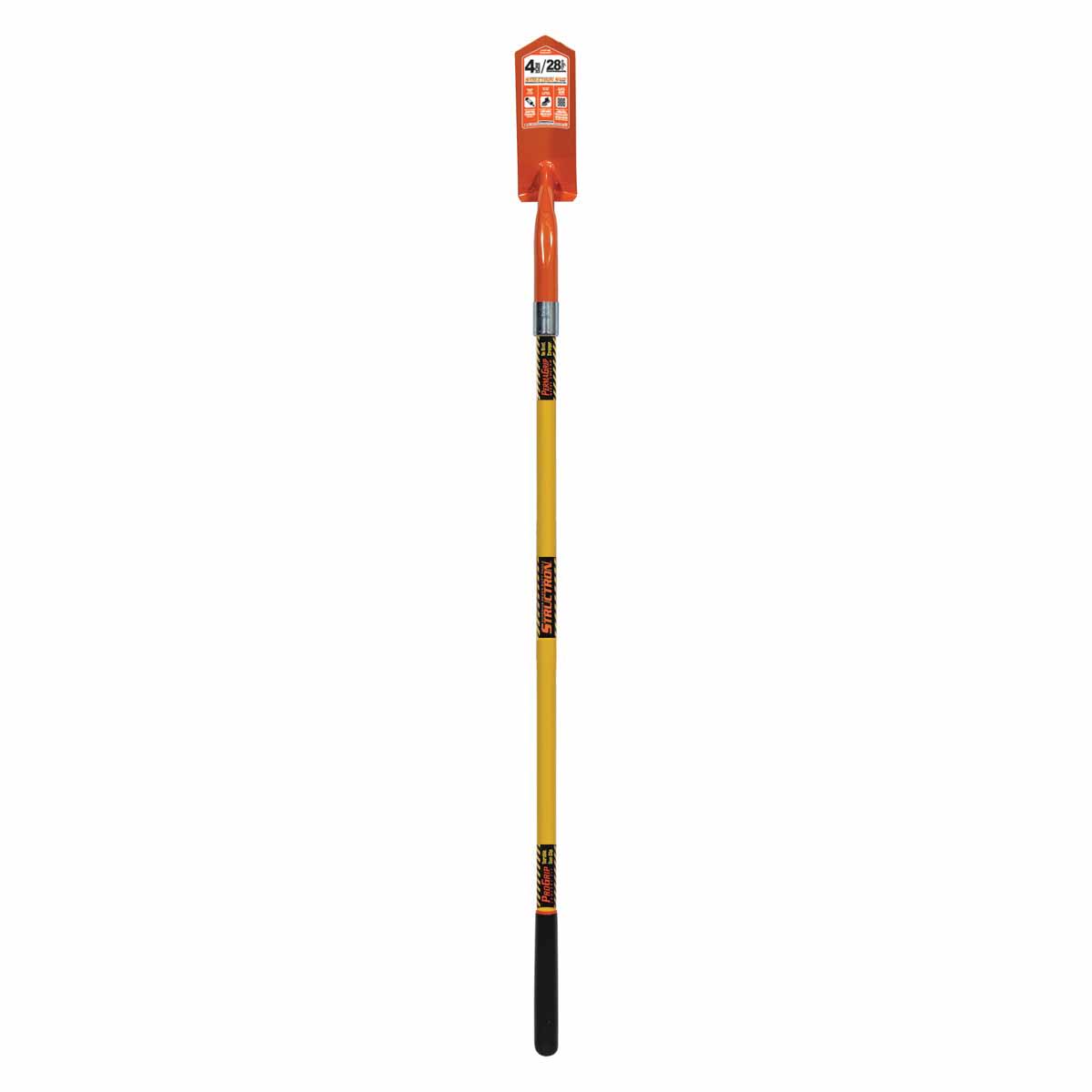 4" Blade 14 ga Yellow Premium Fiberglass Handle 28 Degrees Angle Head Trenching Shovel | STRS709