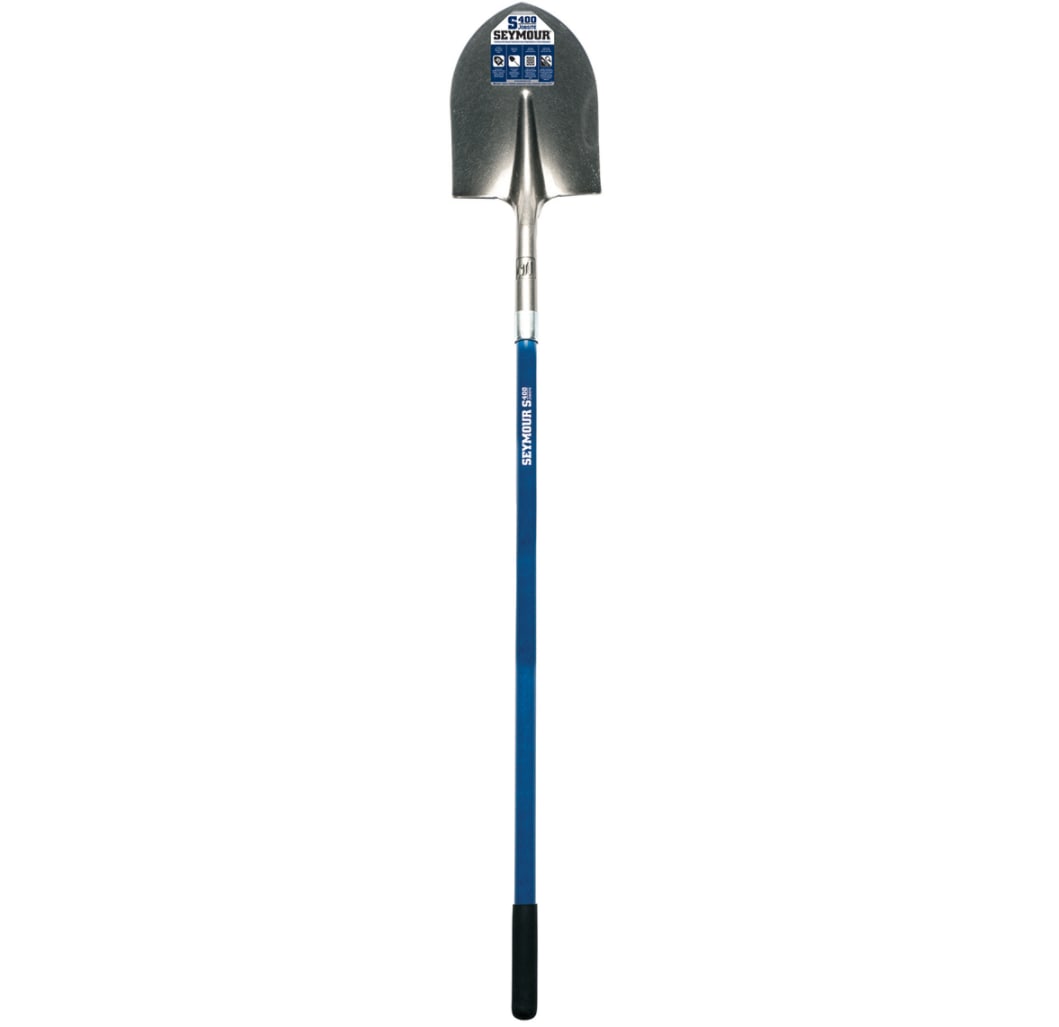 9.5" x 11.5" Blade Blue Fiberglass Handle Round Forward Turned Step Point Shovel | STRSVLR40
