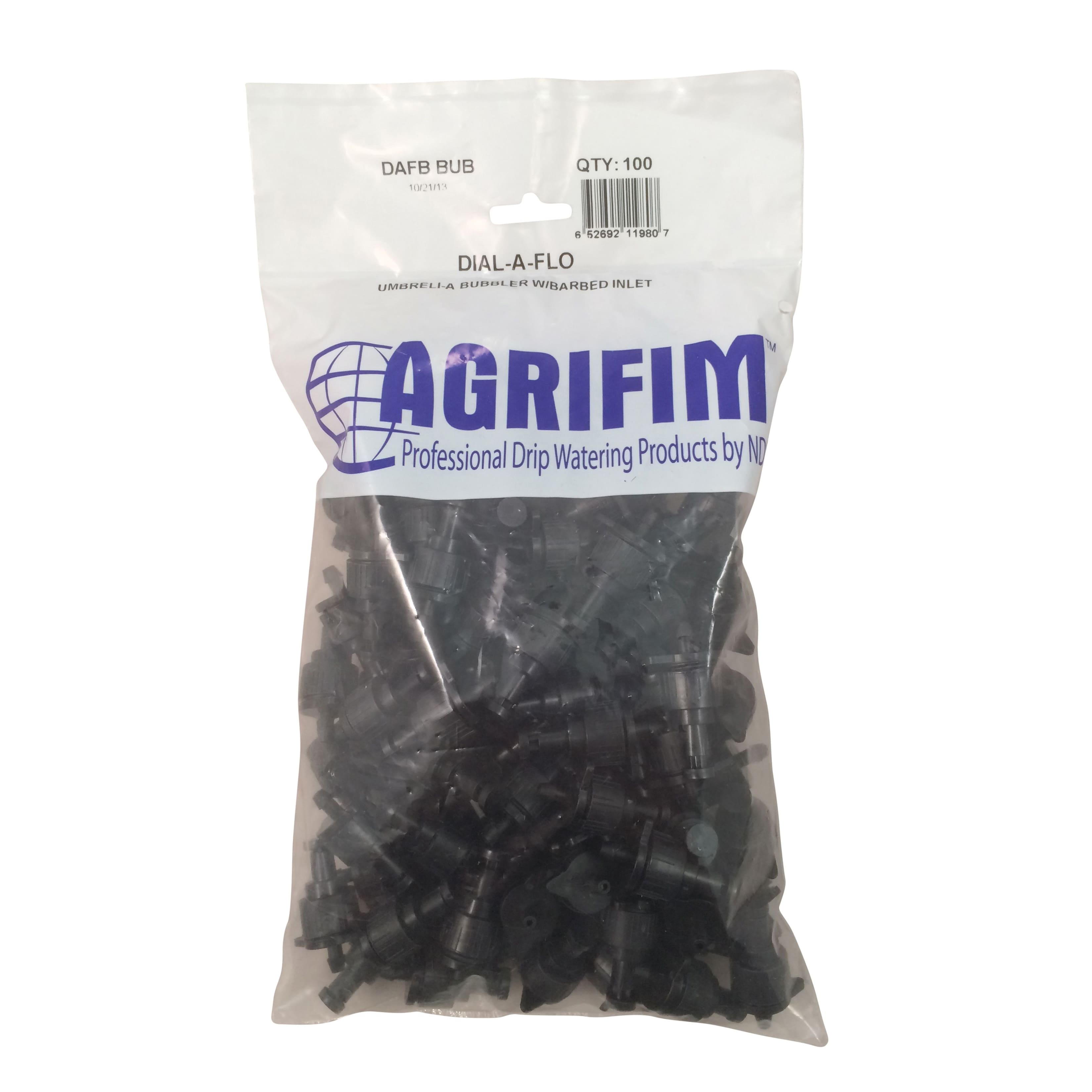 1/4" Barb 0 to 25 gph Black Non-Pressure Umbrella Bubbler | AGFDAFBBUB