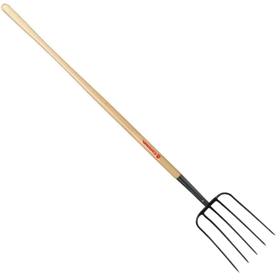 Tampered Steel Blade 54" Northern Ash Wood Handle 5-Tine Manure Fork | CORFK72005