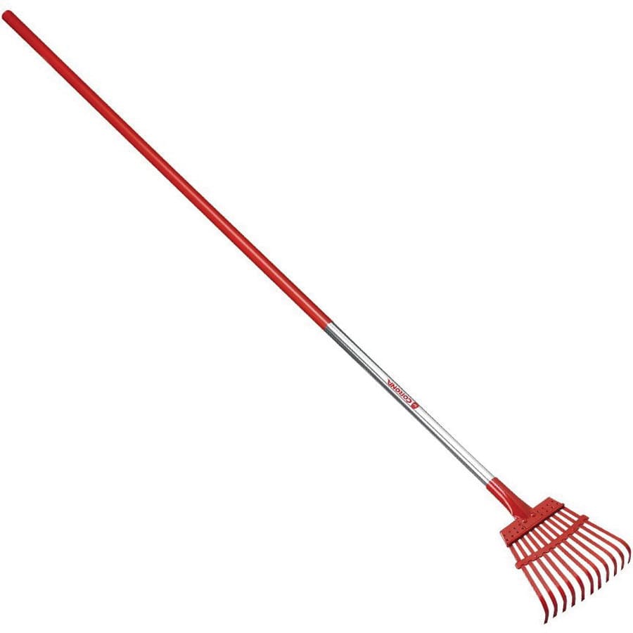 8" Tempered Spring Steel Blade 54" Metal with Anti-Slip Vinyl Sleeve Handle Fixed Tine Shrub Rake | CORRK62060