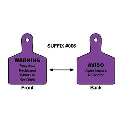 3" x 4" Purple Polyurethane Recycled/Reclaimed Water Do Not Drink Legend Double Sided Valve ID Tag | CSTIDMAXP2RC006
