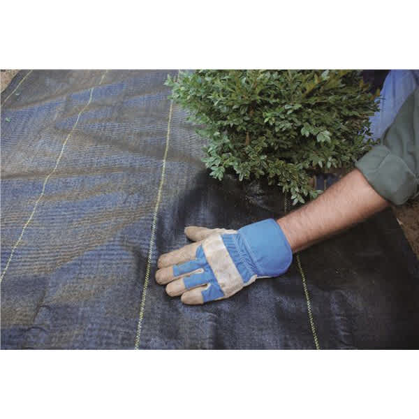 Polyester Fiber Backing Black with Gold Stripe 5 oz Woven Fabric 3' x 250' Polypropylene Woven | LANP3