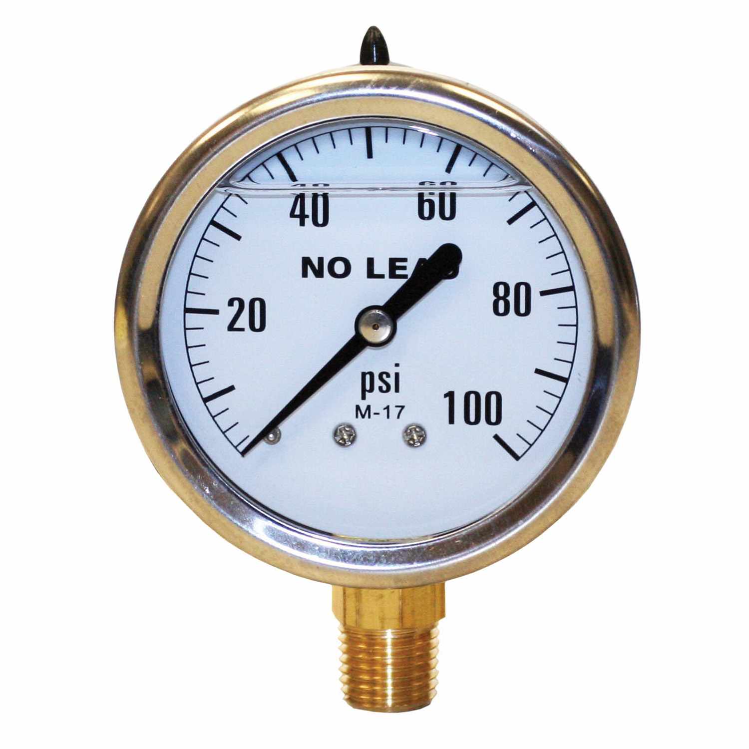 0 to 100 psi 2-1/2" Dial 1/4" NPT Lead-Free Liquid Filled Lower Pressure Gauge | MRLPGL100