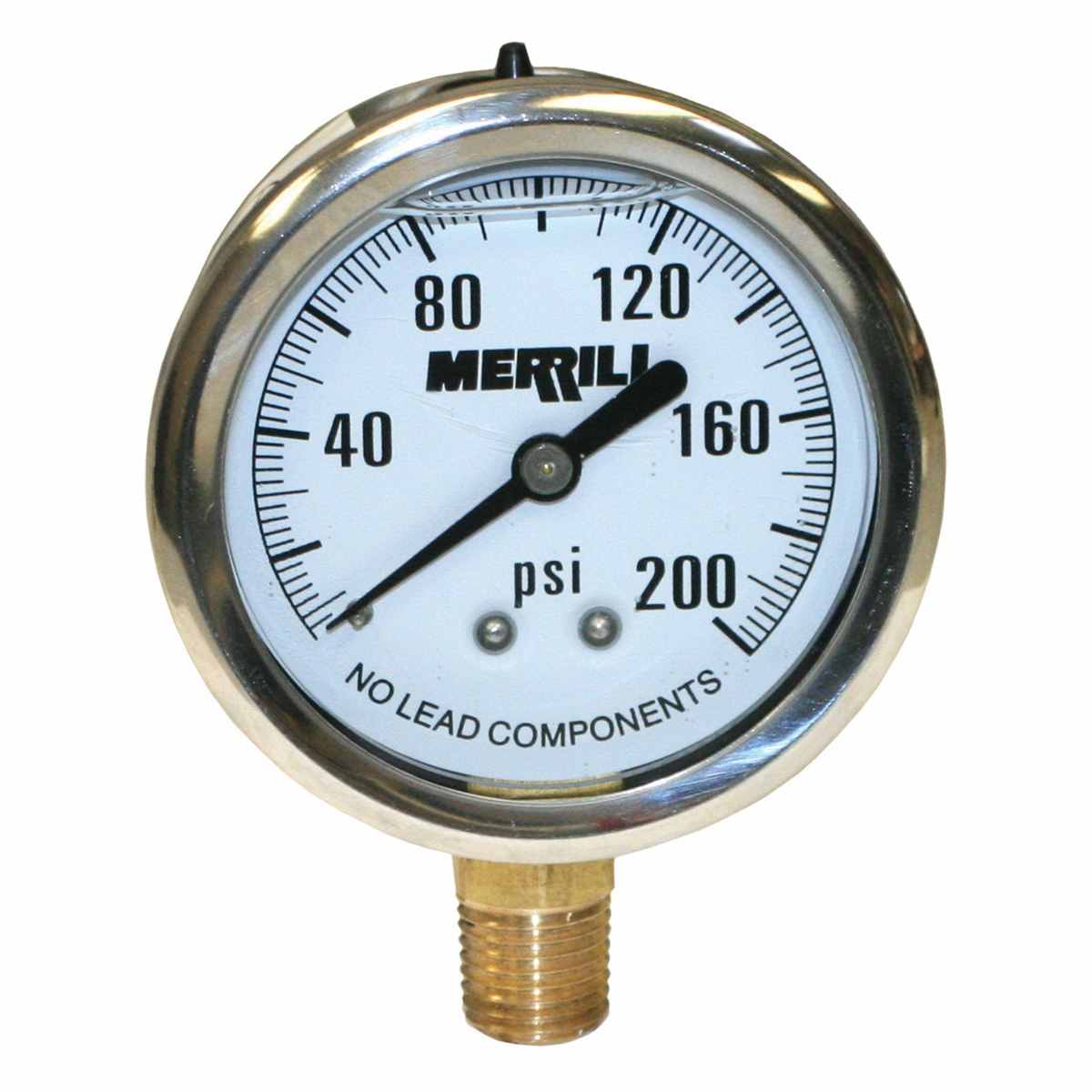 0 to 200 psi 2-1/2" Dial 1/4" NPT Lead-Free Liquid Filled Lower Pressure Gauge | MRLPGL200