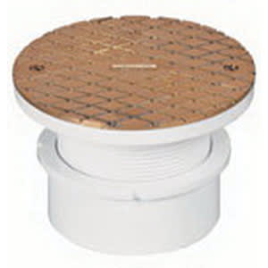 4" PVC Adjustable Round with 6" Brass Scored Skid Resistant Cover Cleanout | IPS4841A