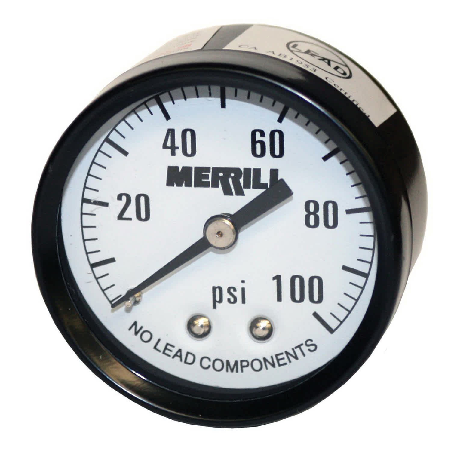 0 to 100 psi 2" Dial 1/4" NPT Lead-Free Rear Pressure Gauge | MRLPGB10025