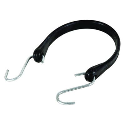 21" Black Rubber with Zinc Plated Steel S Hooks Tie Down Strap | PAS4905