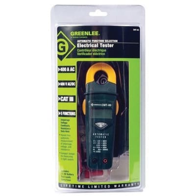 1.3 to 600 VAC 2.1 to 600 VDC 0.9 to 400 A AC Clamp-On Automatic Electrical Tester | PEICMT80