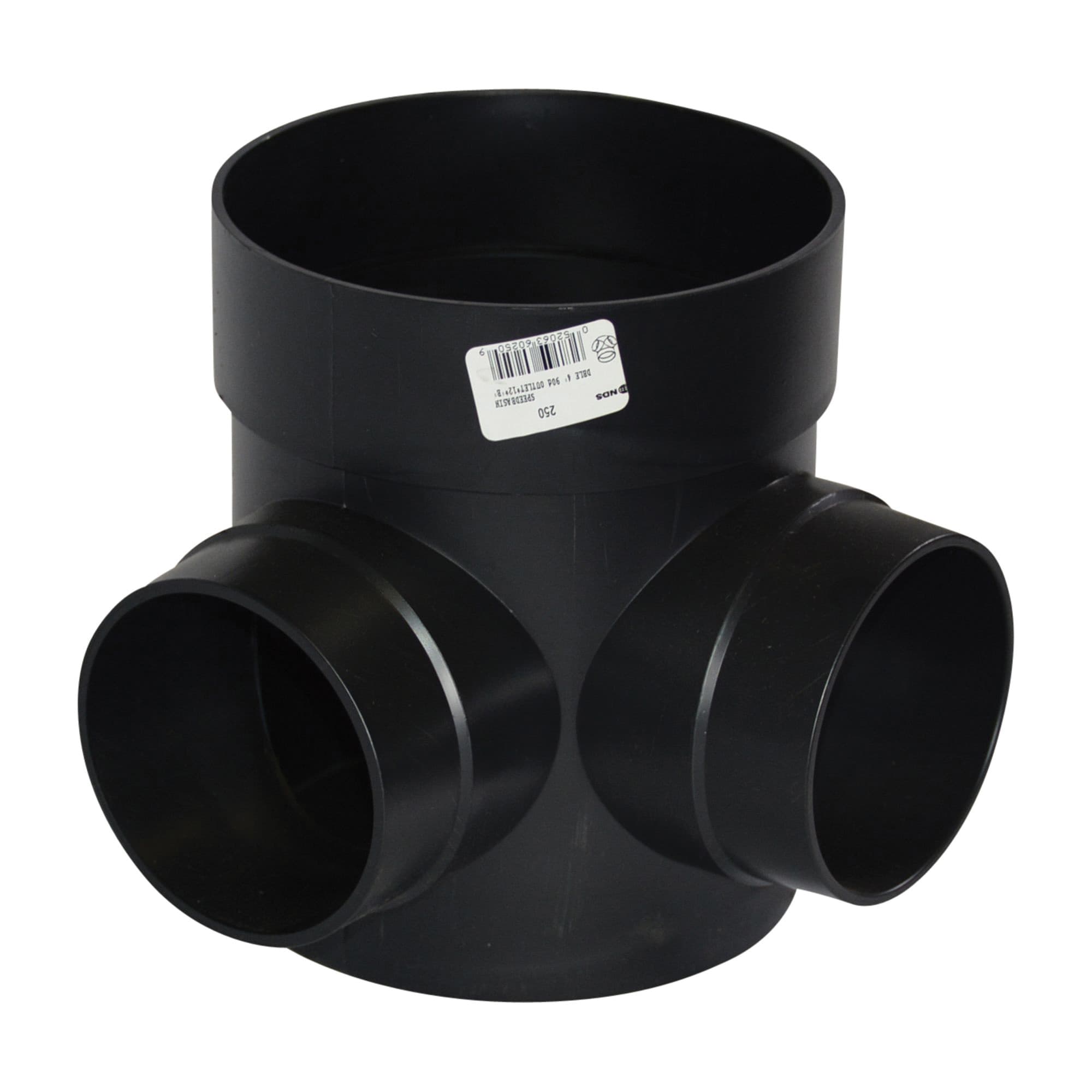 6-1/2" x 7-7/8" 2-Outlet Black For Spee-D Basins 90 Degrees Outlet | NDS250