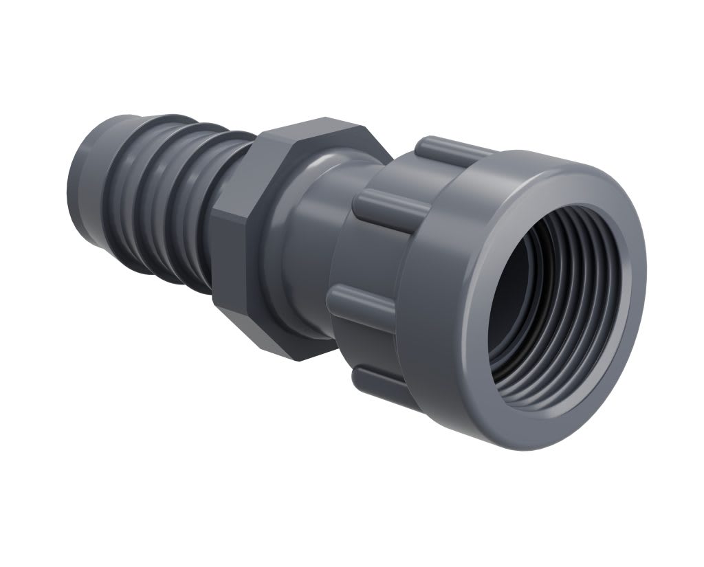 Poly Manifold Adapter, 1" x 1" FPT x Barb Swivel | 335-010