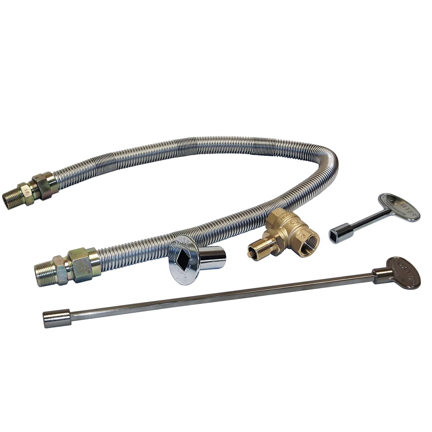 Stainless Steel Flex Line and Key For 121k to 249k Btu Burner Valve Kit | WARFLKV007