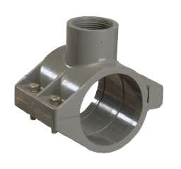 HDPE PVC Saddle 2 in. x 2 in. x 1-1/2 in. x Female Acme Heavy Turf w/Top-Out | 364251