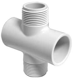 Sch 40 PVC Manifold Cross 1" Slip x Slip x MTHD x MTHD | 421A-010