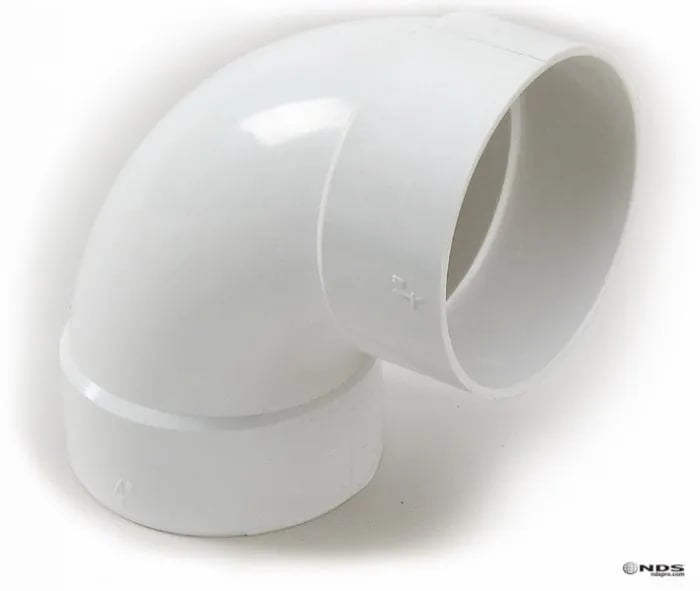 4" Hub White PVC 90 Degree Long Turn Sewer And Drain Elbow |  41P0
