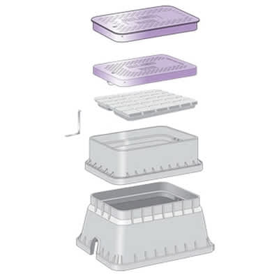 20-1/2" x 14-1/2" x 12" Rectangular Black Box Reclaimed Water Jumbo with Snap Lock Purple Lid Utility Box | AMT190122