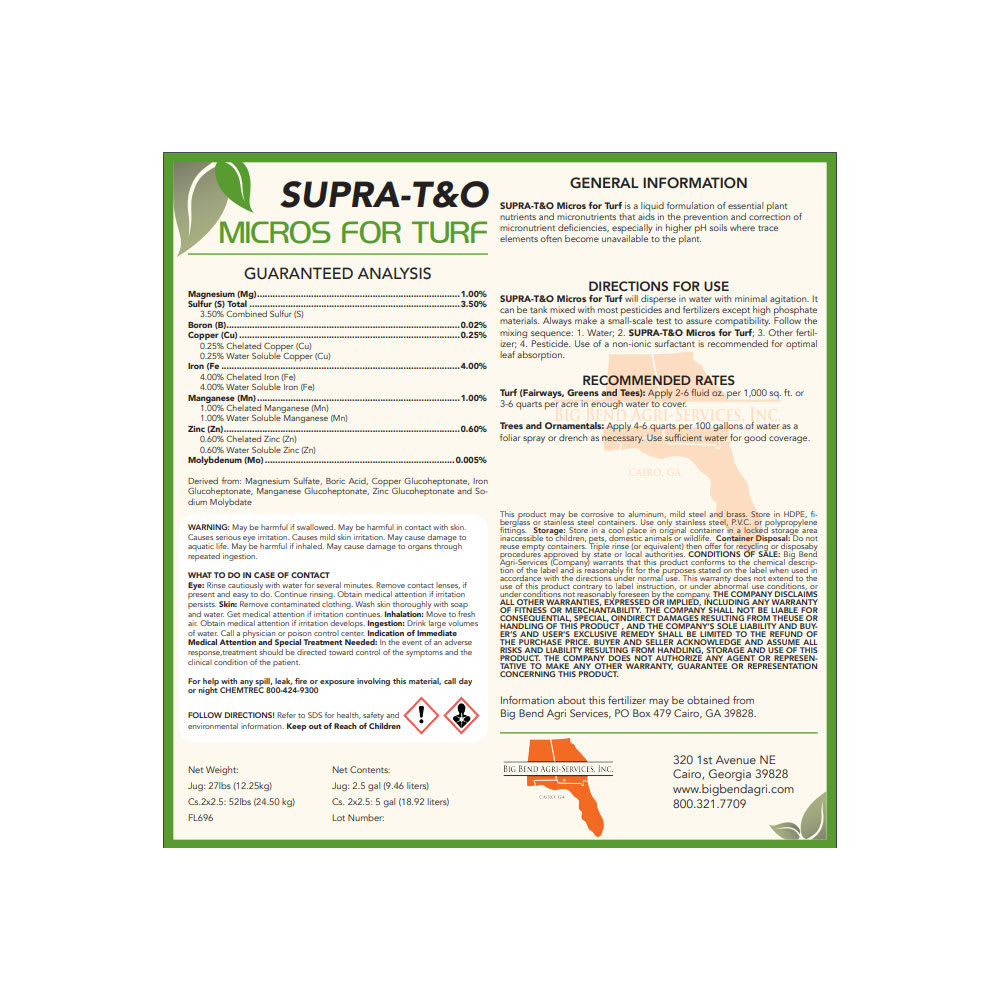 2.5 gal Supra-T&O Micros for Turf Fertilizer