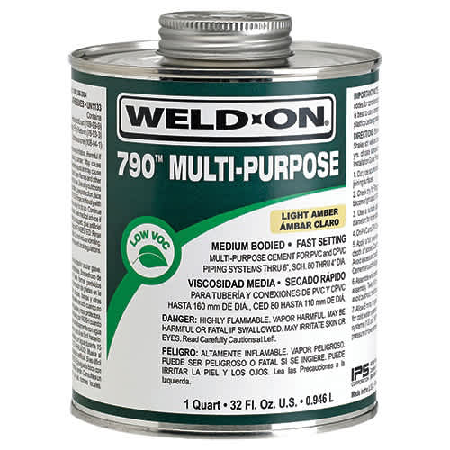 1/2 pt Can Light Amber Liquid 790 Low VOC Multi-Purpose For PVC and CPVC Pipe and Fittings PVC Cement | IPS790PT12