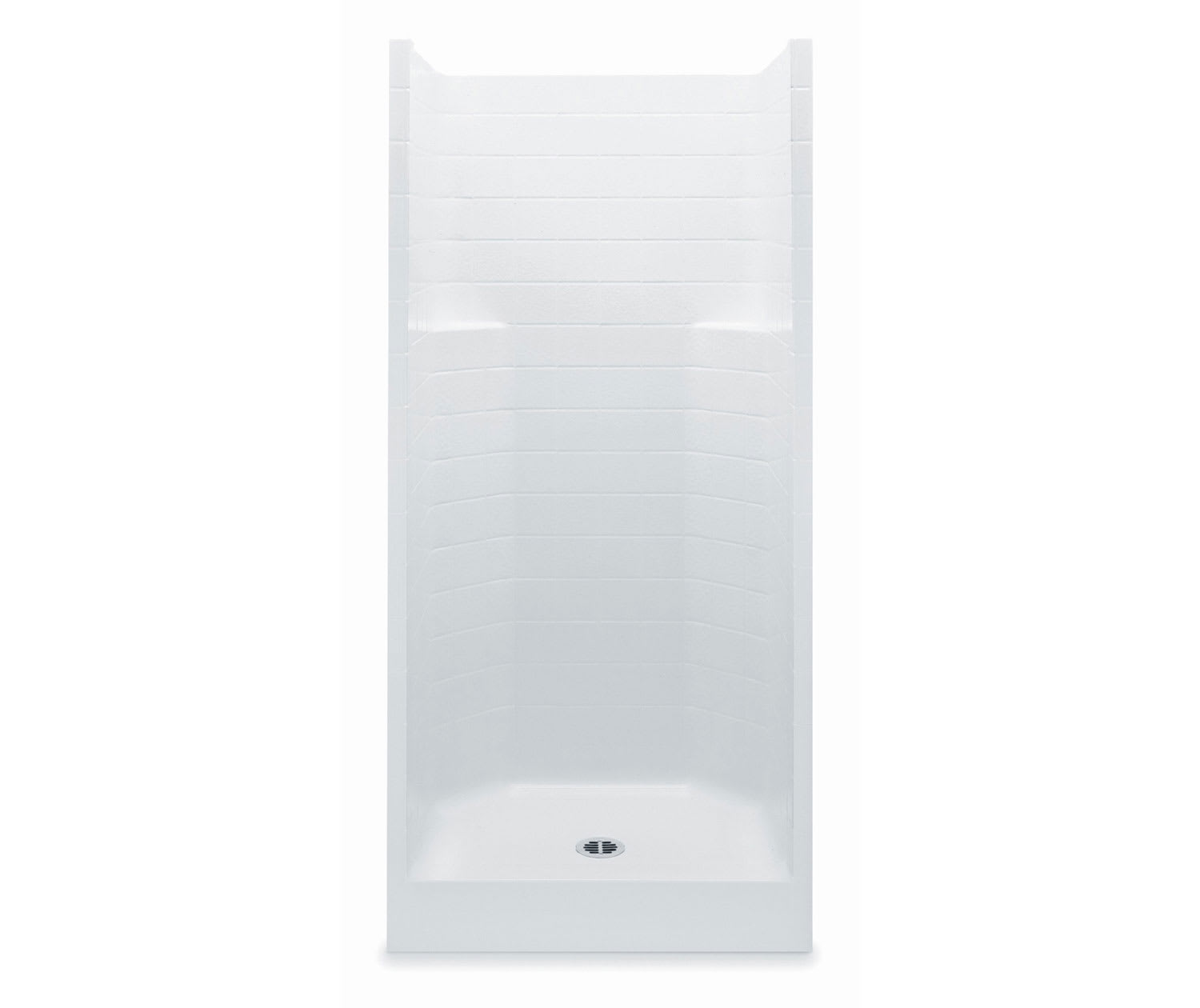 3-1/4" 42" x 34" x 76" AcrylX Applied Acrylic Textured/White 1-Piece Everyday Series with Center Drain Shower Stall | AQT1423CTCWH
