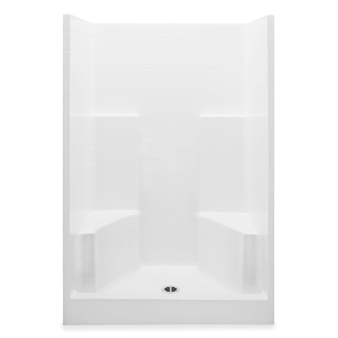 3-1/4" 48" x 35" x 76" AcrylX Applied Acrylic Textured/White 1-Piece Everyday Series with Center Drain Shower Stall | AQT1483CTGNWH