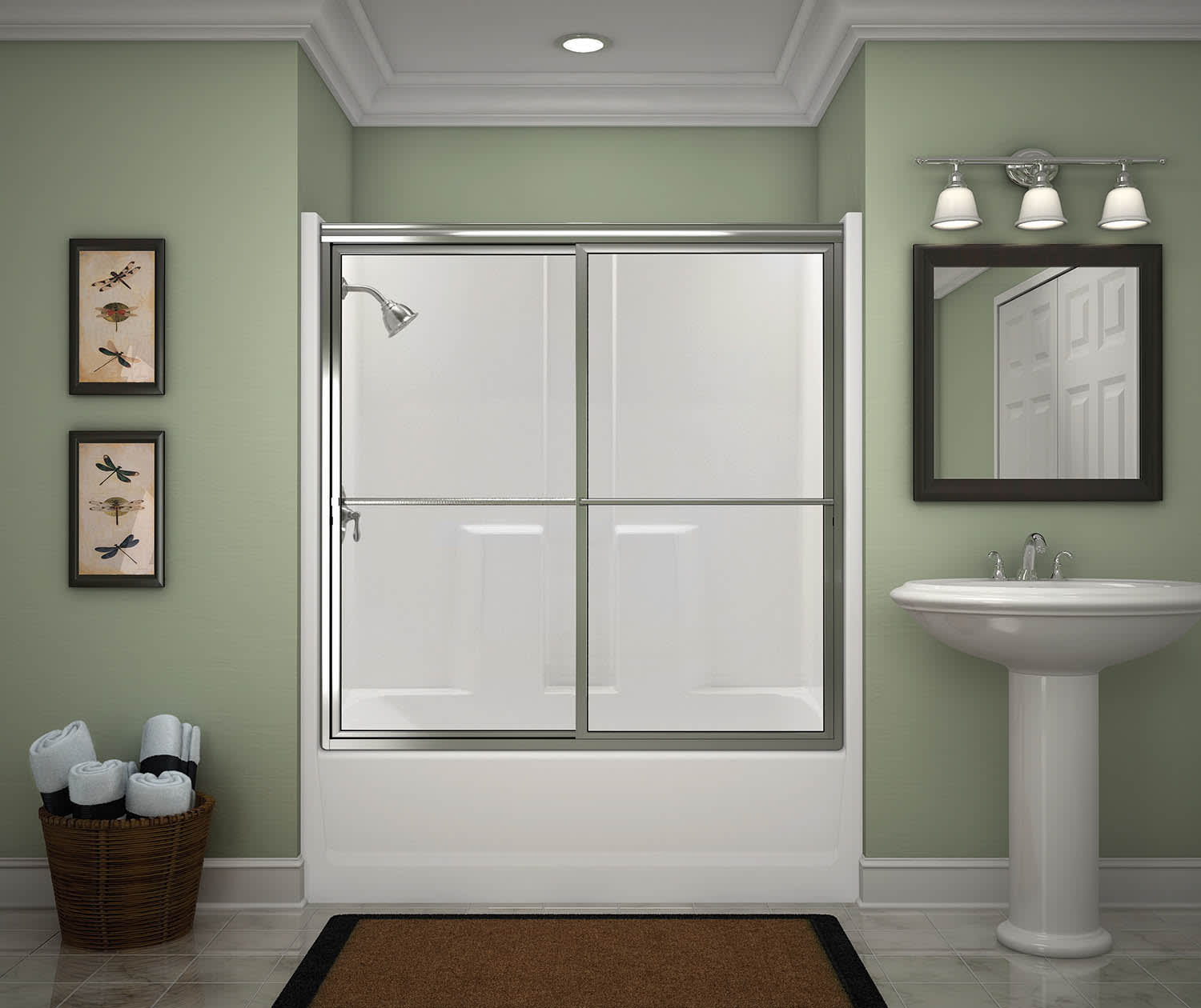 2" 60" x 30" x 72" AcrylX Applied Acrylic Smooth/White 1-Piece Everyday Series with Right Drain Tub Shower | AQT260330RWH
