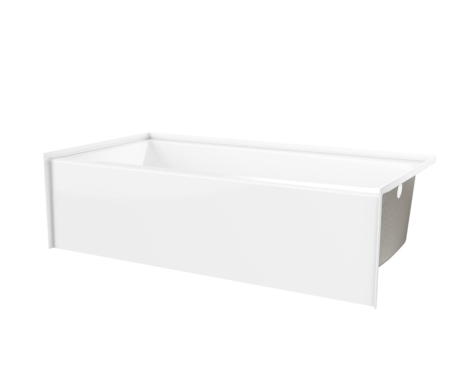 2" 60" x 30" x 16" AcrylX Applied Acrylic White 1-Piece Soaker Everyday Series with Left Drain Bathtub | AQT6030SMINLWH