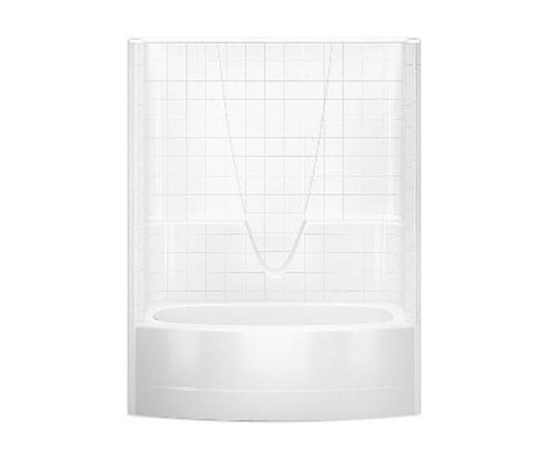 2" 60" x 36-1/4" x 71-3/4" AcrylX Applied Acrylic Smooth/White 1-Piece Everyday Series with Left Drain Tub Shower | AQT6036BSTMLWH