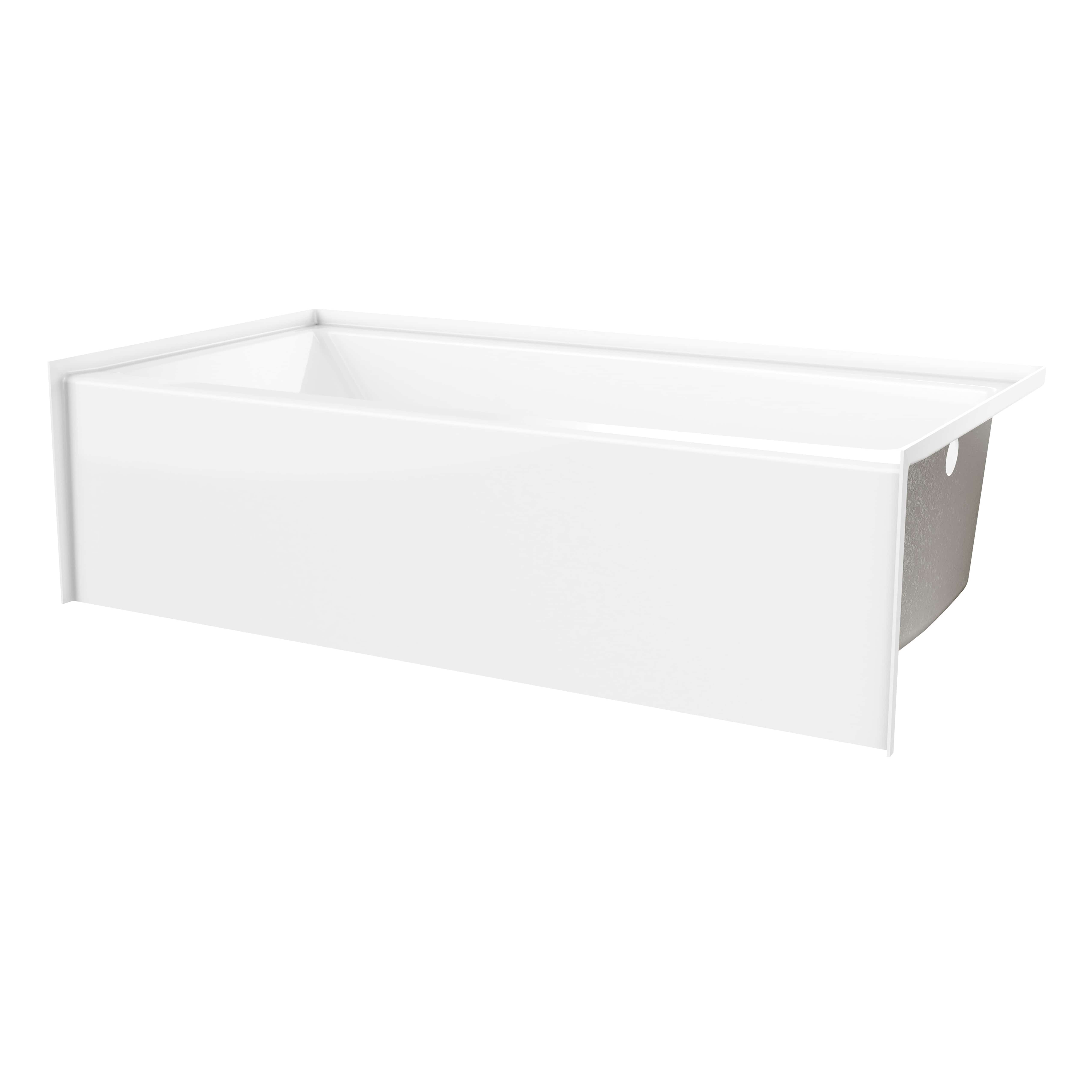 2" 60" x 36" x 18" AcrylX Applied Acrylic White 1-Piece Soaker Everyday Series with Left Drain Bathtub | AQT6036SMINLWH