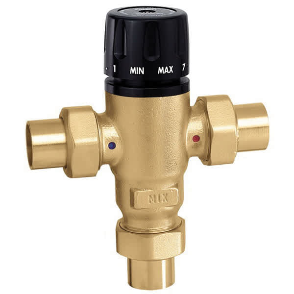 1" Sweat Lead-Free Brass 200 psi 521 Series 3-Way Adjustable Thermostatic and Pressure Balanced Mixing Valve | CAF521609A