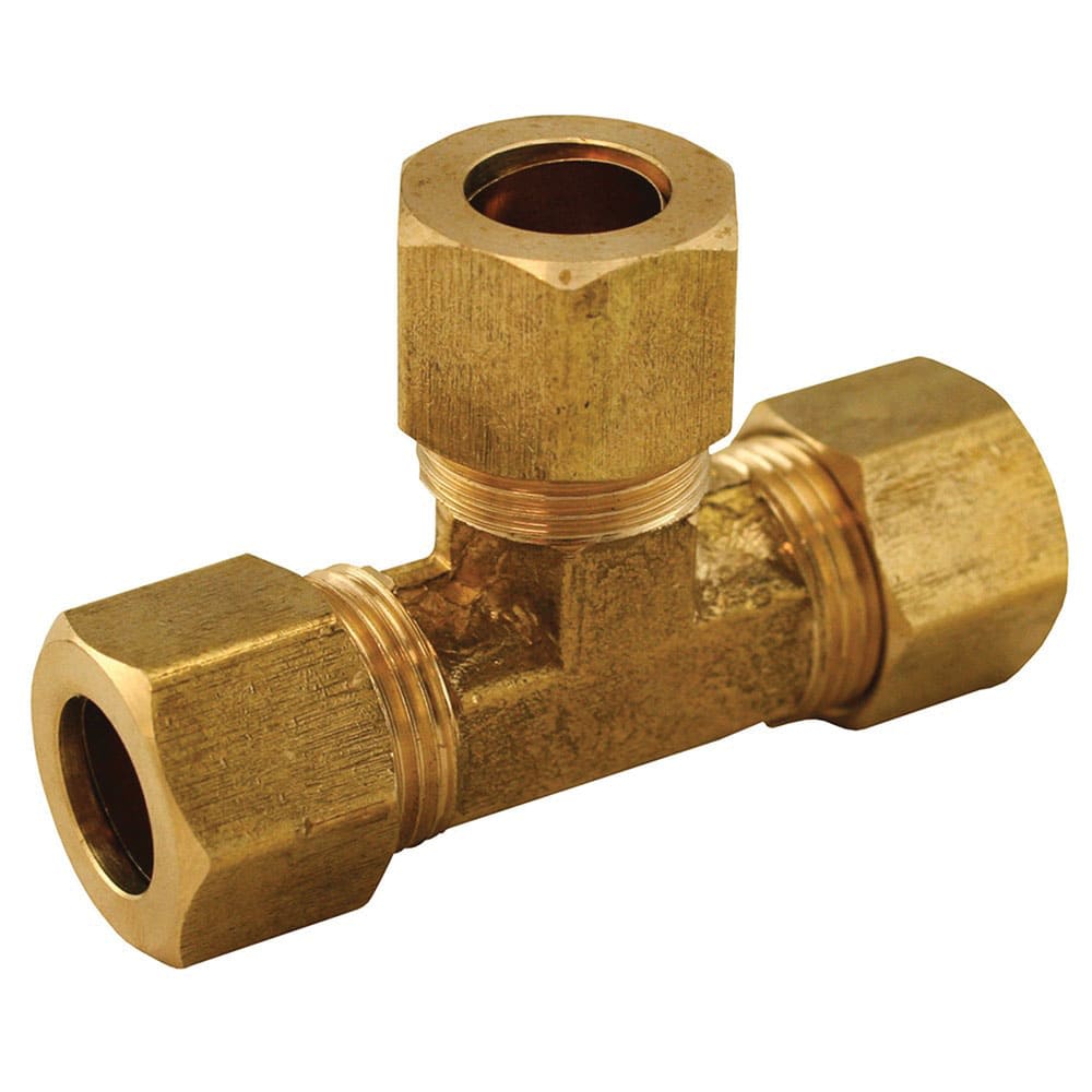 3/8" x 3/8" x 1/4" Compression Brass Style 64 Series Lead-Free Reducing Tee | JSCC74037LF